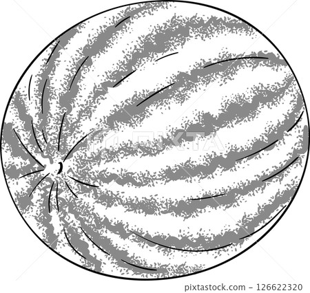 Watermelon Fruit Outline Illustration. Organic natural nutritional healthy food ingredient, vegetarian diet product.  126622320