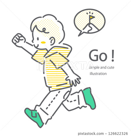 孩子們奔向目標 — — 簡單而時尚的線條畫插圖 孩子們奔向目標 — — 簡單而時尚的線條畫插圖 126622326