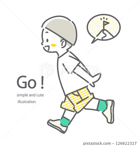Children running towards a goal - simple and stylish line drawing illustration Children running towards a goal - simple and stylish line drawing illustration 126622327