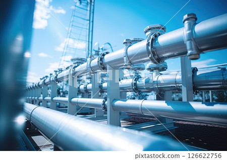 Hydrogen gas pipeline. Clean, eco friendly ,sustainable energy source. Generative Ai 126622756