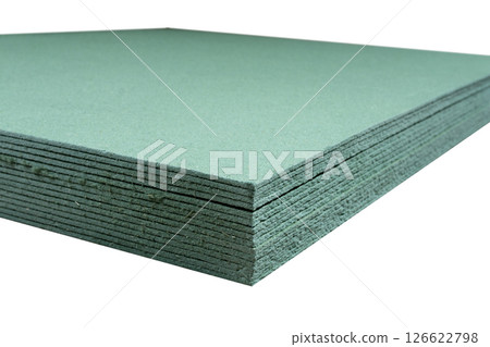 Pine Wood Fiber Underlayment for Laminate Flooring Isolated on White Background 126622798