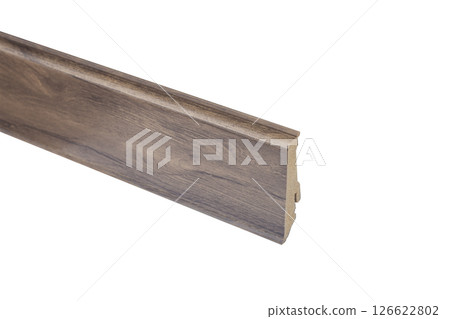 Baseboard Molding Sample Isolated on White Background Baseboard Molding Sample Isolated on White Background 126622802