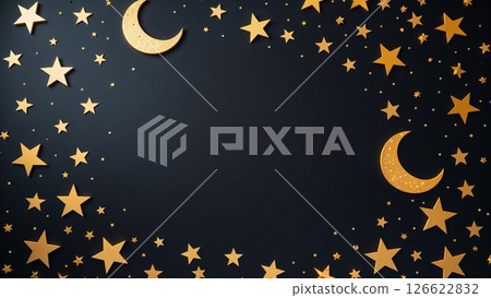 與金月亮和星星的夜空背景 126622832