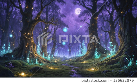 Fantasy forest illuminated by moonlight 126622879