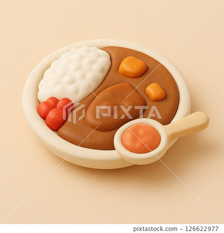 Clay art style curry, 3D material Clay art style curry, 3D material 126622977
