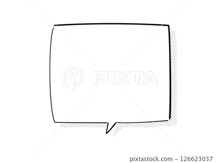 Handwritten style speech bubble with white dot shadow Handwritten style speech bubble with white dot shadow 126623037