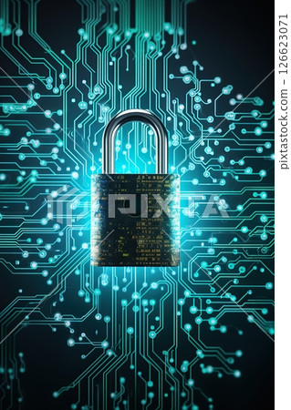 Padlock, cyber security technology. Privacy, data protection concept. Generative Ai Padlock, cyber security technology. Privacy, data protection concept. Generative Ai 126623071