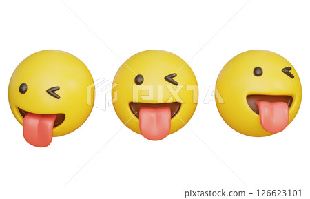 Stick tongue out expression Emoji 3D Icon Stick tongue out expression Emoji 3D Icon 126623101