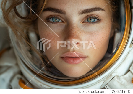 Woman Astronaut With Nature Backdrop Woman Astronaut With Nature Backdrop 126623568