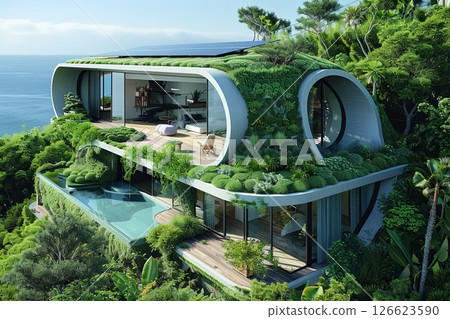 Luxurious Oceanfront House With Green Rooftop Garden Luxurious Oceanfront House With Green Rooftop Garden 126623590