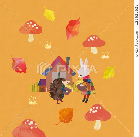 Small house and mushrooms 126623622