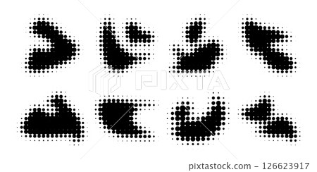Set of black halftone blob shapes 126623917