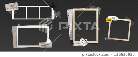 Set of retro photo frames in y2k style. 126623923