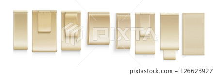 Set of blank beige clothing labels and tags mockup 126623927
