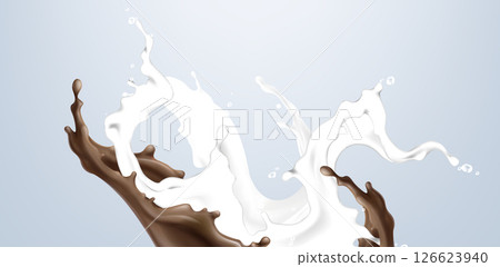 Milk and chocolate splash collision 126623940