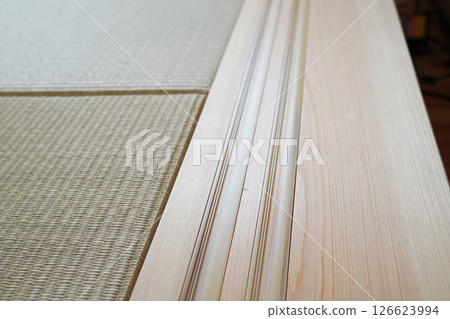 Close-up of the grooves on the sliding doors of a Japanese-style room Close-up of the grooves on the sliding doors of a Japanese-style room 126623994
