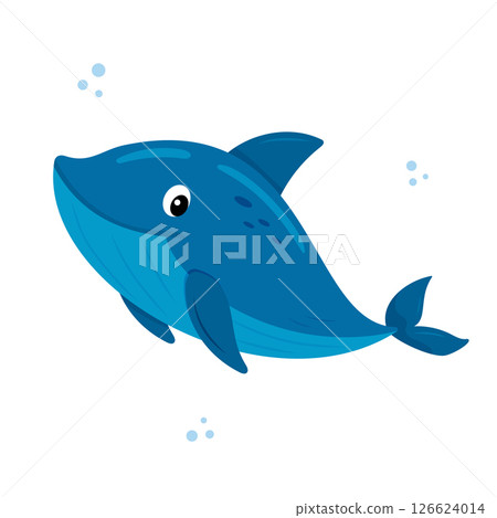 Adorable blue whale with playful expression on white background, marine life and ocean animals Adorable blue whale with playful expression on white background, marine life and ocean animals 126624014