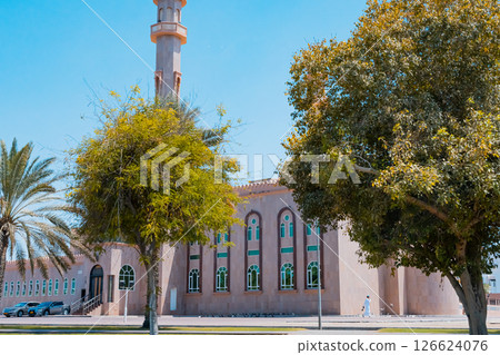 A picture of the city of Muttrah in the Sultanate of Oman, which features two historic castles from ancient times 126624076
