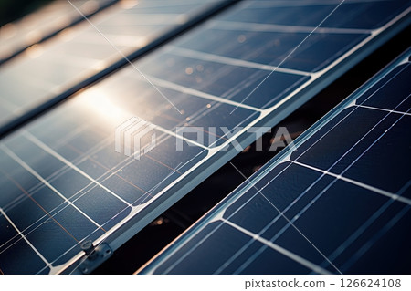Solar panels. Sustainable, renewable, green energy. Generative Ai 126624108