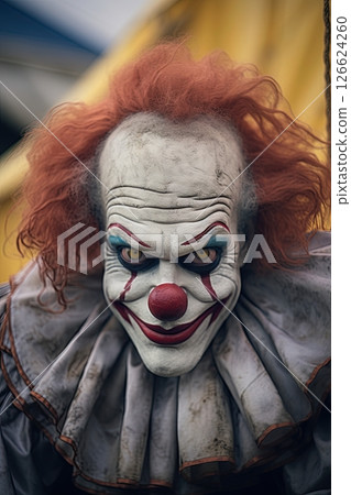 Creepy evil Clown. Horror poster design. Halloween concept. Generative Ai 126624260