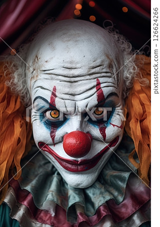 Creepy evil Clown. Horror poster design. Halloween concept. Generative Ai Creepy evil Clown. Horror poster design. Halloween concept. Generative Ai 126624266