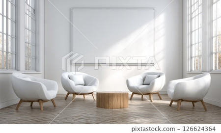 White room with picture frames 126624364