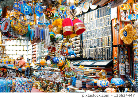 Mutrah souq, Muscat,Oman - 13.04.2025 : Antique goods Shop in Muttrah souq in Muscat, Oman, biggest traditional antique market in sultanate of Oman. 126624447