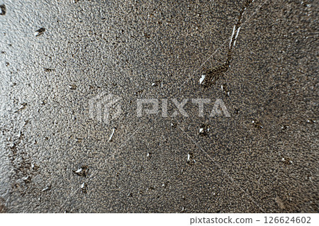 Water droplets on a cast iron macro surface. Cast iron cookware care, rust resistant, abstract pattern 126624602
