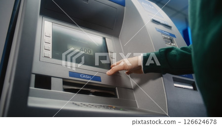 Unrecognizable Person Entering PIN Code. Transaction Cancellation Due to No Cash Available Unrecognizable Person Entering PIN Code. Transaction Cancellation Due to No Cash Available 126624678