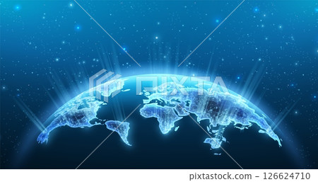 World map on space background. Earth globe, global network, digital universe. 126624710