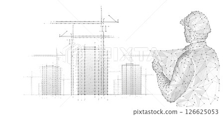 AI engineer and construction site. Building 3D Printing AI engineer and construction site. Building 3D Printing 126625053