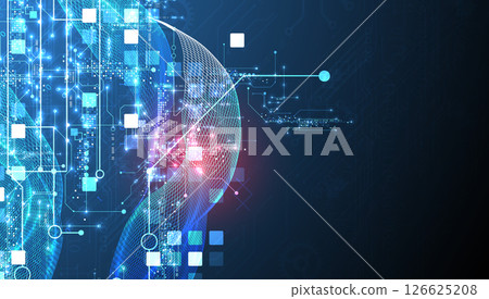 Abstract data background with wireframe wave and circuit lines. Technology concept. Vector Abstract data background with wireframe wave and circuit lines. Technology concept. Vector 126625208