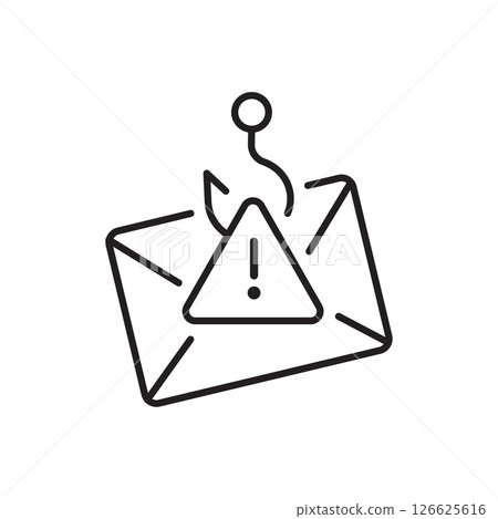 Email fishing icon. Vector illustration. Symbol of digital fraud risk. Editable stroke. 126625616