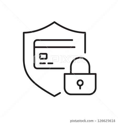 Security payment icon. Vector illustration. Symbol of protection of credit card. Editable stroke. Security payment icon. Vector illustration. Symbol of protection of credit card. Editable stroke. 126625618