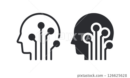 AI profile icons. Symbol of human-computer interaction. 126625628