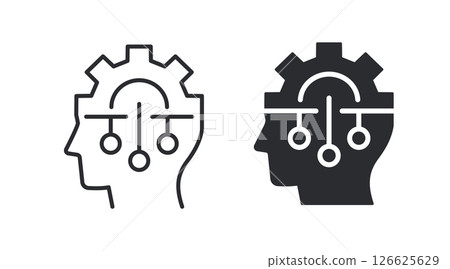 Artificial intelligence icons. Symbol machine learning and neural networks. Artificial intelligence icons. Symbol machine learning and neural networks. 126625629