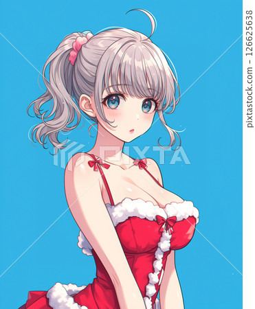 聖誕老人服裝女孩插畫 聖誕老人服裝女孩插畫 126625638