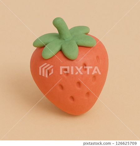 黏土藝術風格草莓，3D材質 126625709