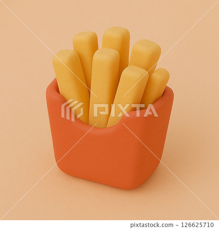 Clay art style french fries, 3D material Clay art style french fries, 3D material 126625710