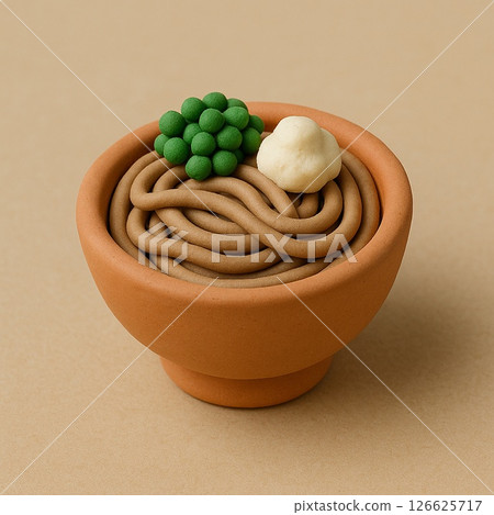 Clay art style soba noodles, 3D material 126625717