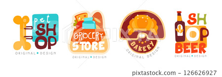 Different Shop and Store Label and Sticker Design Vector Set Different Shop and Store Label and Sticker Design Vector Set 126626927