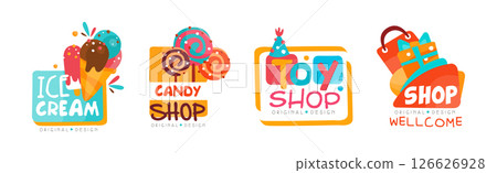 Different Shop and Store Label and Sticker Design Vector Set Different Shop and Store Label and Sticker Design Vector Set 126626928