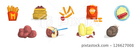Potato Food Item and Products Object Vector Set Potato Food Item and Products Object Vector Set 126627008