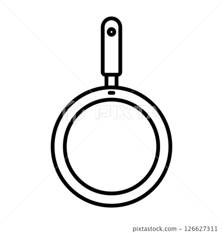 Frying pan icon in simple line drawing style | Frying pan, skillet, cooking utensils, icon, kitchen 126627311
