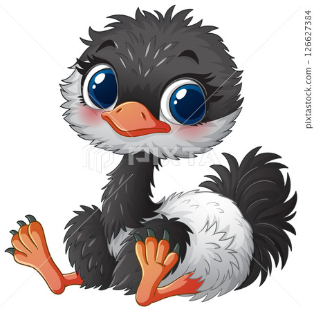 Adorable Baby Ostrich Illustration Adorable Baby Ostrich Illustration 126627384