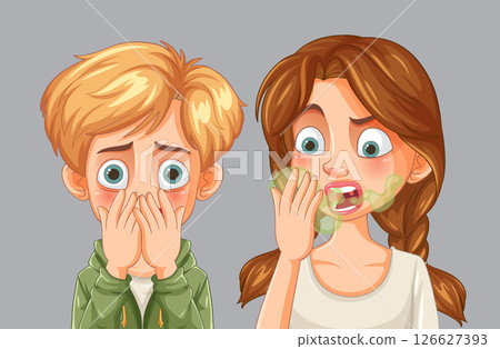 Surprised Kids Reacting to Bad Breath 126627393