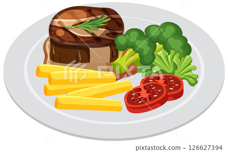 Delicious Steak Dinner with Vegetables 126627394