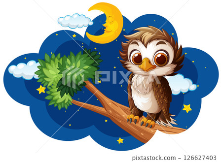 Night Owl on a Starry Branch 126627403