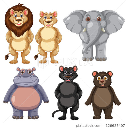 Cute Cartoon Animals Standing Together Cute Cartoon Animals Standing Together 126627407
