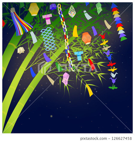 Tanabata decoration and night sky 126627458